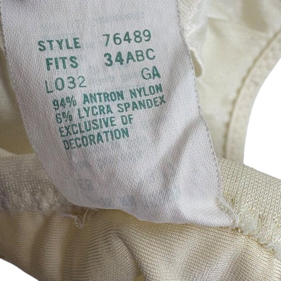 Vintage Sears Nylon & Lycra Spandex Underwire Bra 34ABC Ivory Front Clasp - Picture 4 of 5